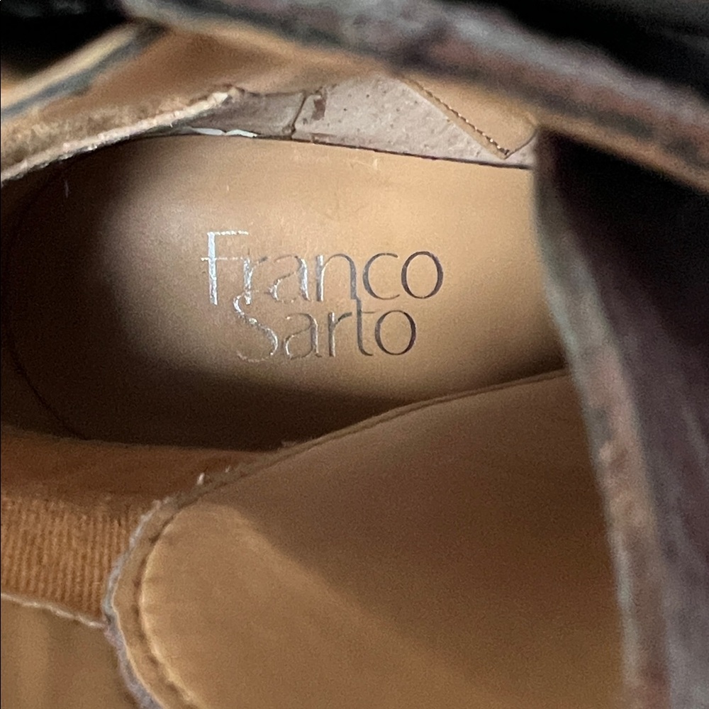 Franco Sarto Women's Burgundy Leather Ankle Boots - Picture 2 of 10
